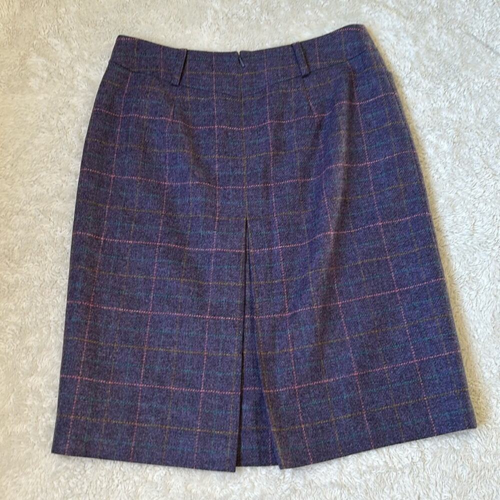 Lands End purple plaid wool midi skirt, 10